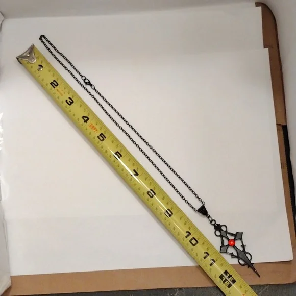 2XHP!! NWT Goth Black Witch's Cross with Red Stone Necklace!! - Picture 5 of 6